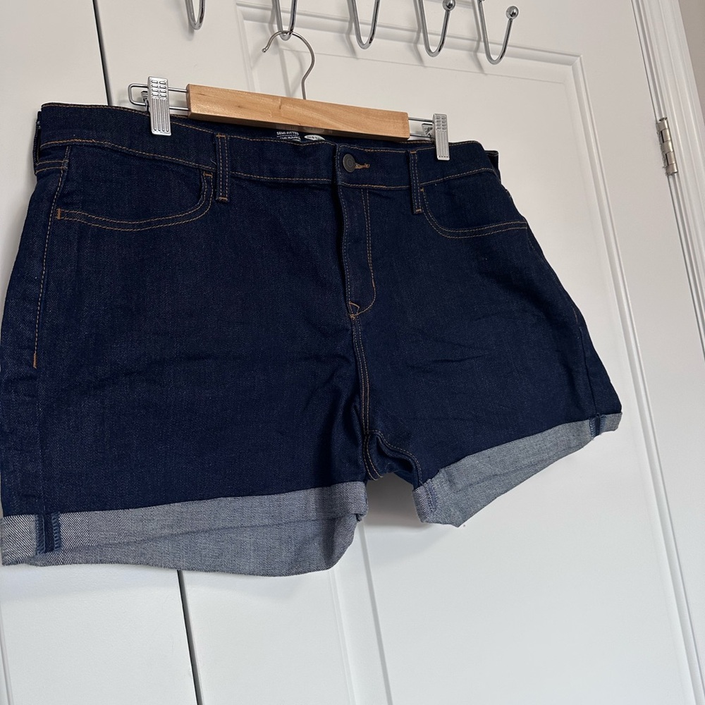 Dark wash denim shorts
